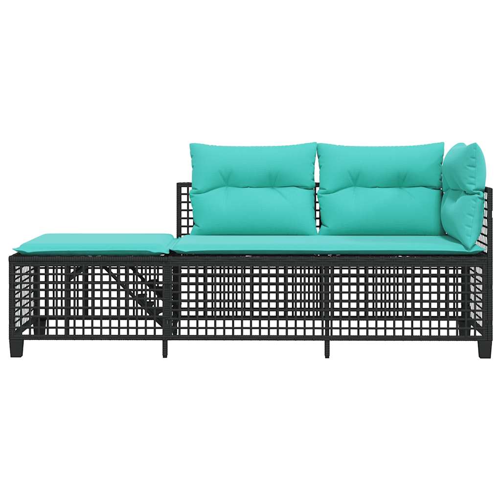 Set divano angolare da giardino a 3 pz con Cuscini in Polyrattan Nero | homemem39