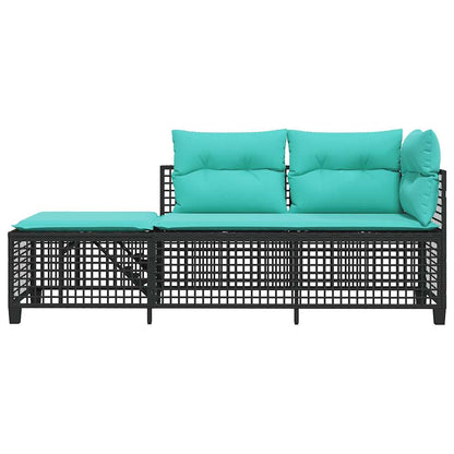 Set divano angolare da giardino a 3 pz con Cuscini in Polyrattan Nero | homemem39