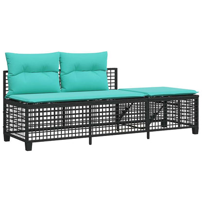Set divano angolare da giardino a 3 pz con Cuscini Nero