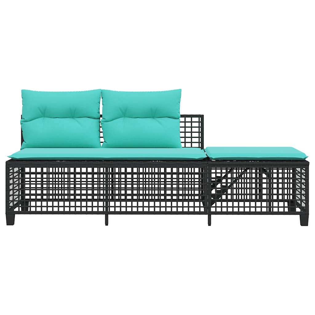 Set divano angolare da giardino a 3 pz con Cuscini in Polyrattan Nero | homemem39