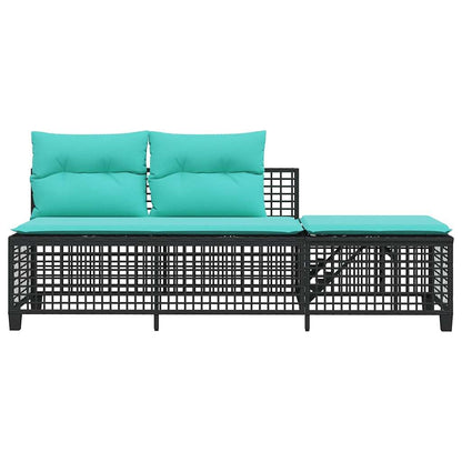 Set divano angolare da giardino a 3 pz con Cuscini Nero