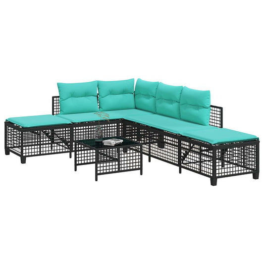 Set divano angolare da giardino a 3 pz con Cuscini in Polyrattan Nero