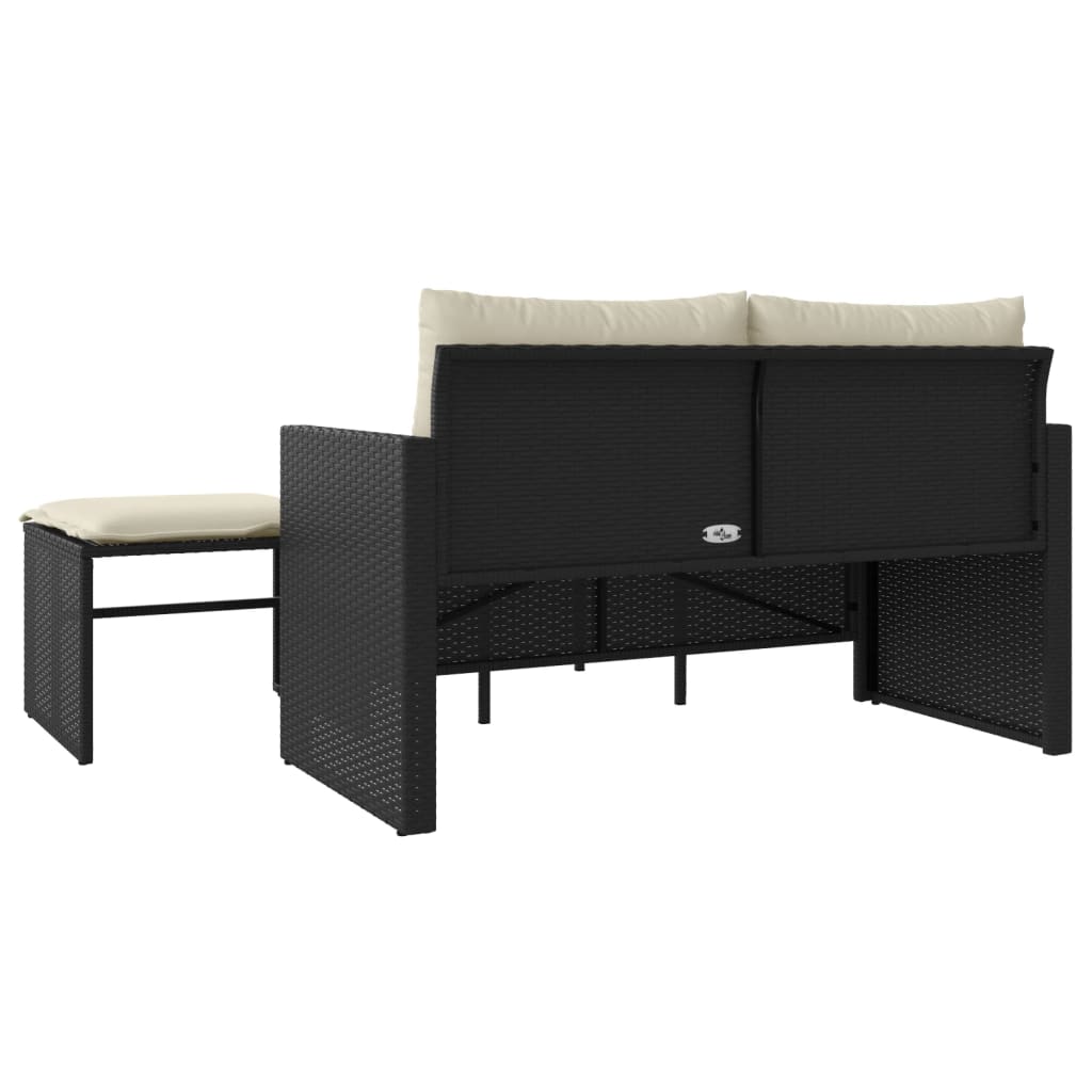 Set Divani da Giardino 3 pz con Cuscini in Polyrattan Nero | homemem39