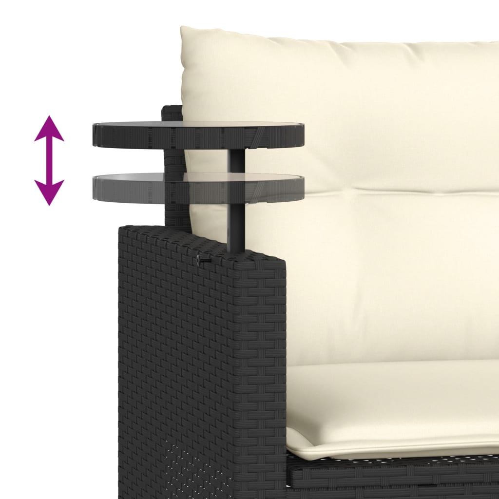 Set Divani da Giardino 3 pz con Cuscini in Polyrattan Nero | homemem39
