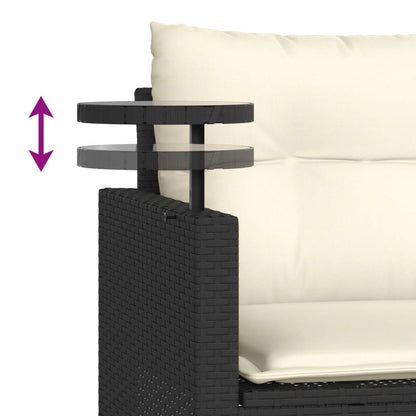 Set Divani da Giardino 3 pz con Cuscini in Polyrattan Nero | homemem39