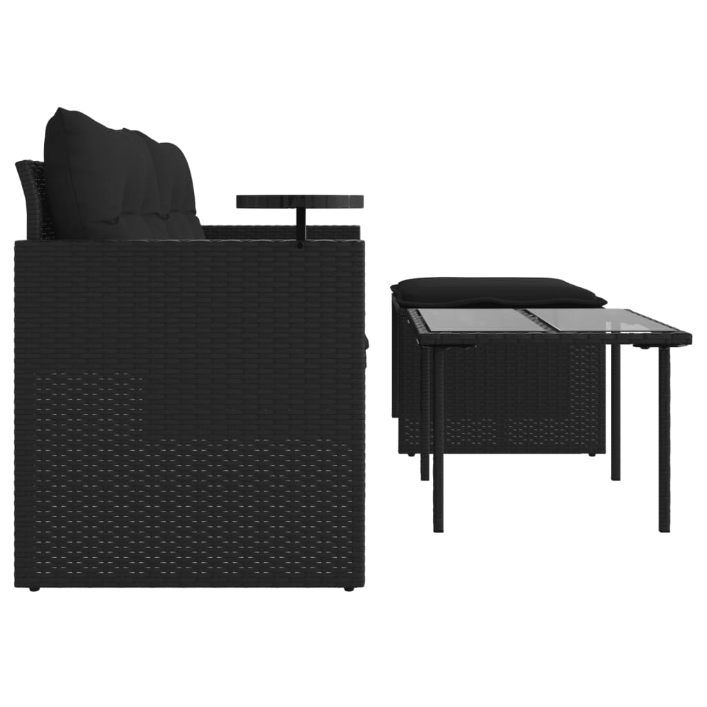 Set Divani da Giardino 3 pz con Cuscini in Polyrattan Nero | homemem39
