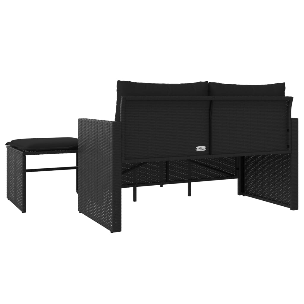 Set Divani da Giardino 3 pz con Cuscini in Polyrattan Nero | homemem39