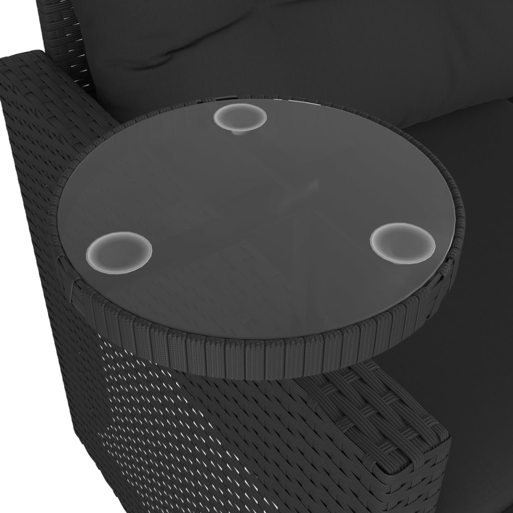Set Divani da Giardino 3 pz con Cuscini in Polyrattan Nero | homemem39