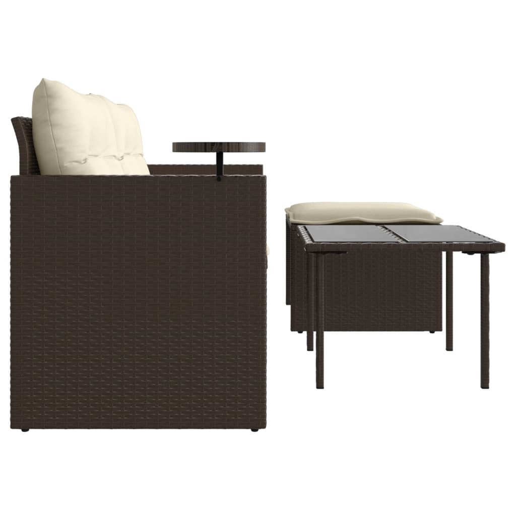 Set Divano da Giardino 3 pz con Cuscini Marrone in Polyrattan