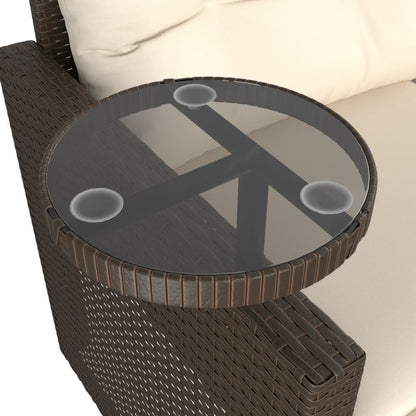 Set Divano da Giardino 3 pz con Cuscini Marrone in Polyrattan | homemem39