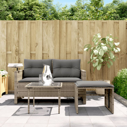 Set Divani da Giardino 3 pz con Cuscini Grigio in Polyrattan | homemem39