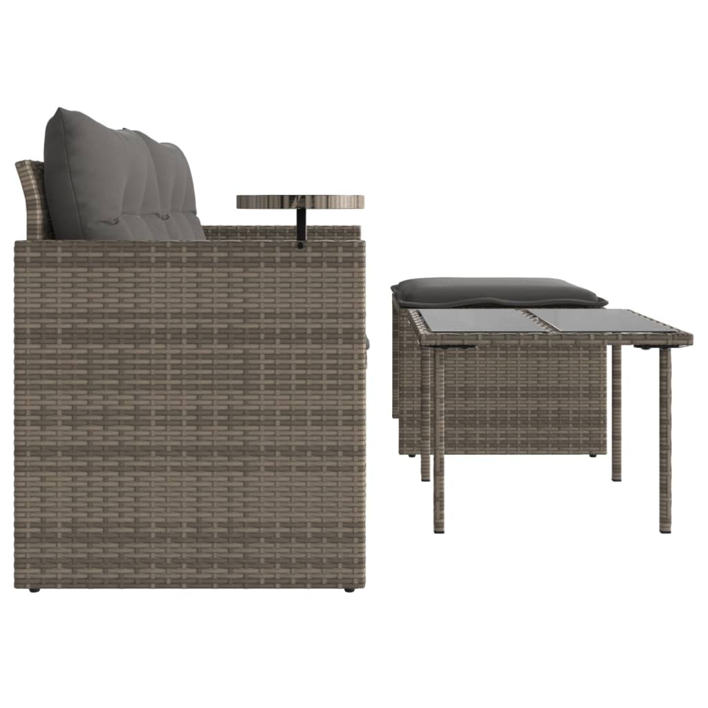 Set Divani da Giardino 3 pz con Cuscini Grigio in Polyrattan | homemem39
