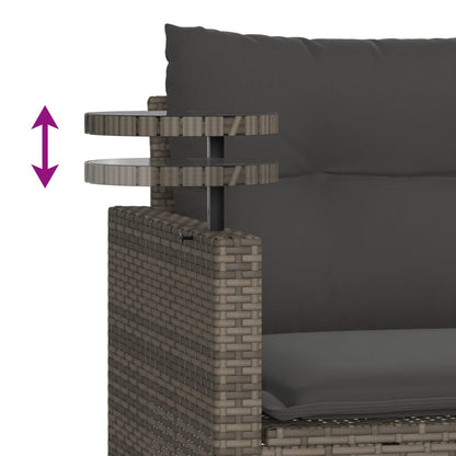 Set Divani da Giardino 3 pz con Cuscini Grigio in Polyrattan | homemem39
