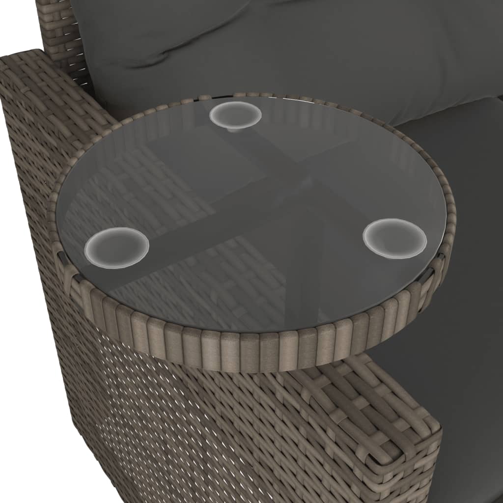 Set Divani da Giardino 3 pz con Cuscini Grigio in Polyrattan | homemem39