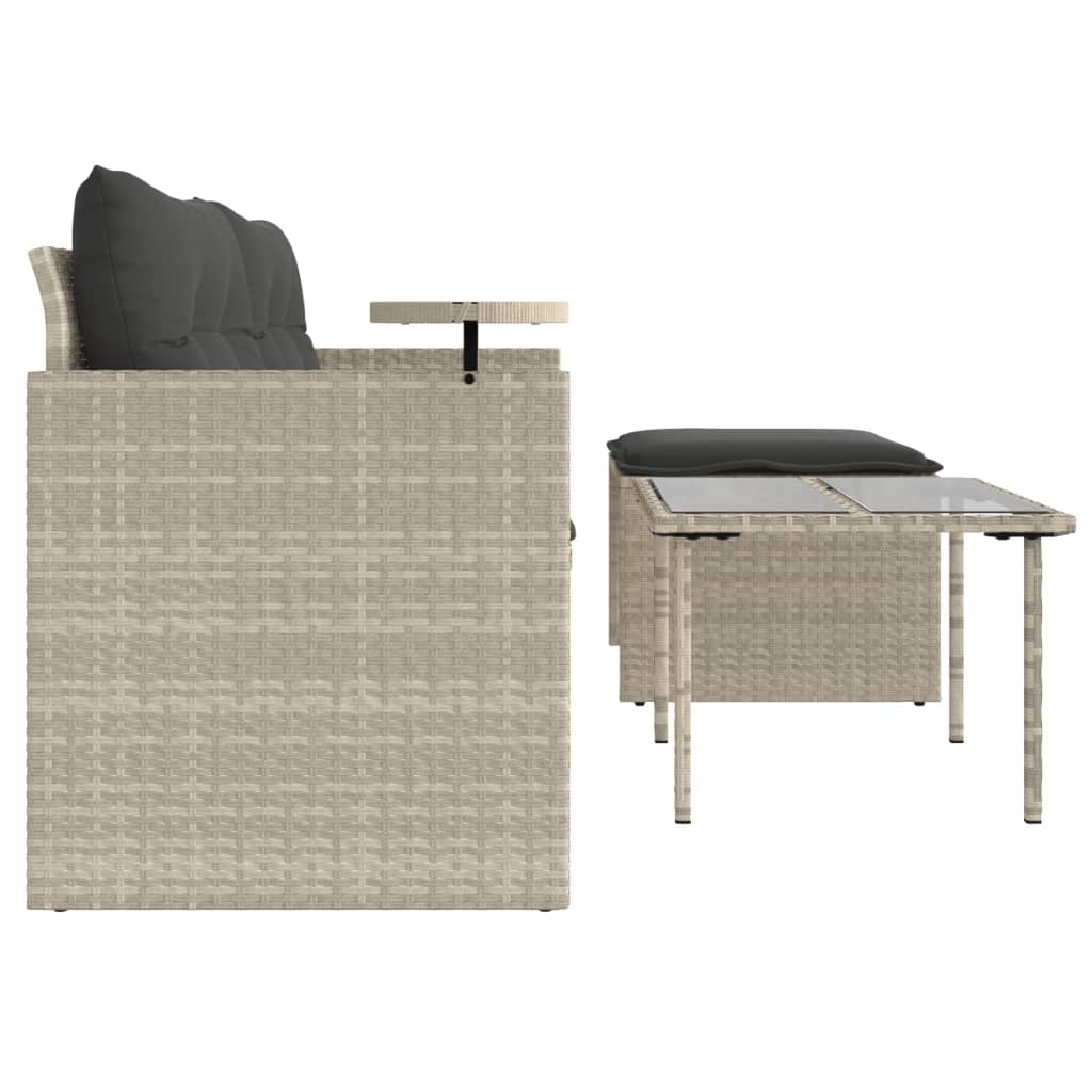 Set Divano da Giardino 3pz con Cuscini Grigio Chiaro Polyrattan | homemem39