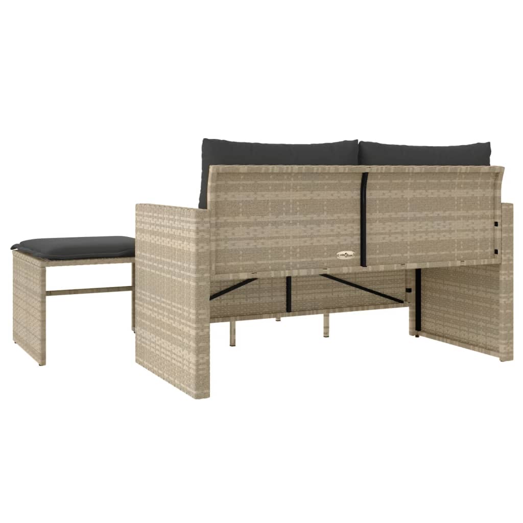Set Divano da Giardino 3pz con Cuscini Grigio Chiaro Polyrattan | homemem39