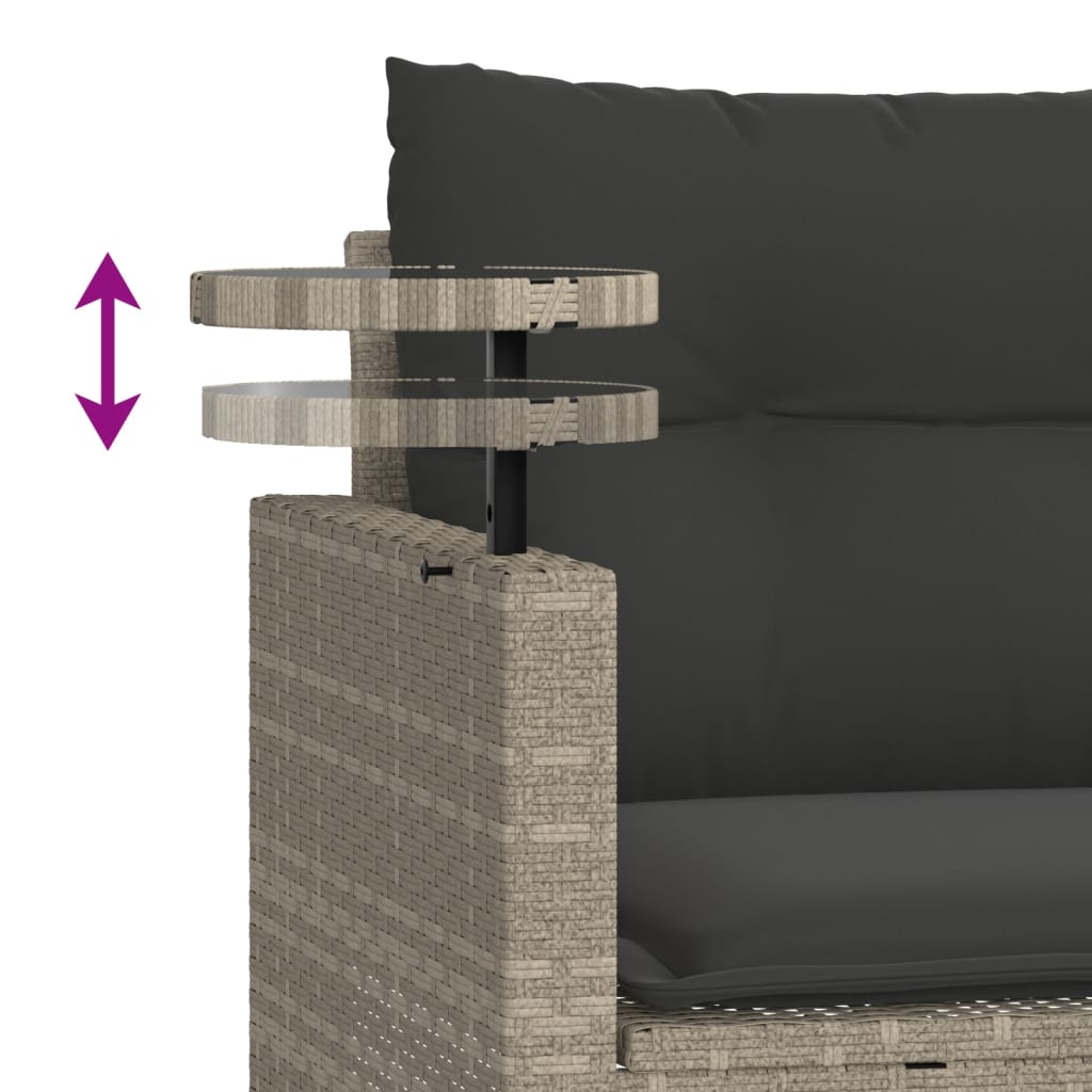 Set Divano da Giardino 3pz con Cuscini Grigio Chiaro Polyrattan | homemem39
