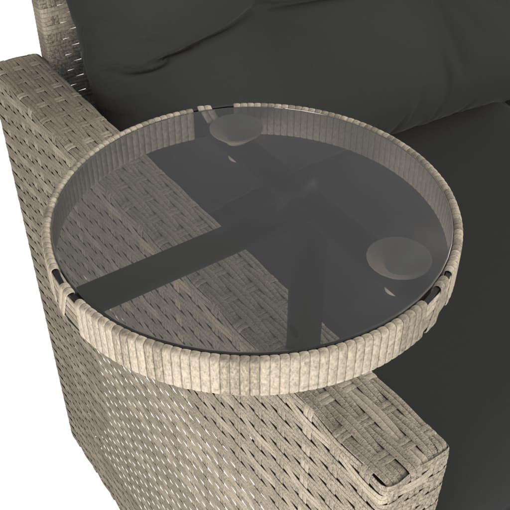 Set Divano da Giardino 3pz con Cuscini Grigio Chiaro Polyrattan | homemem39