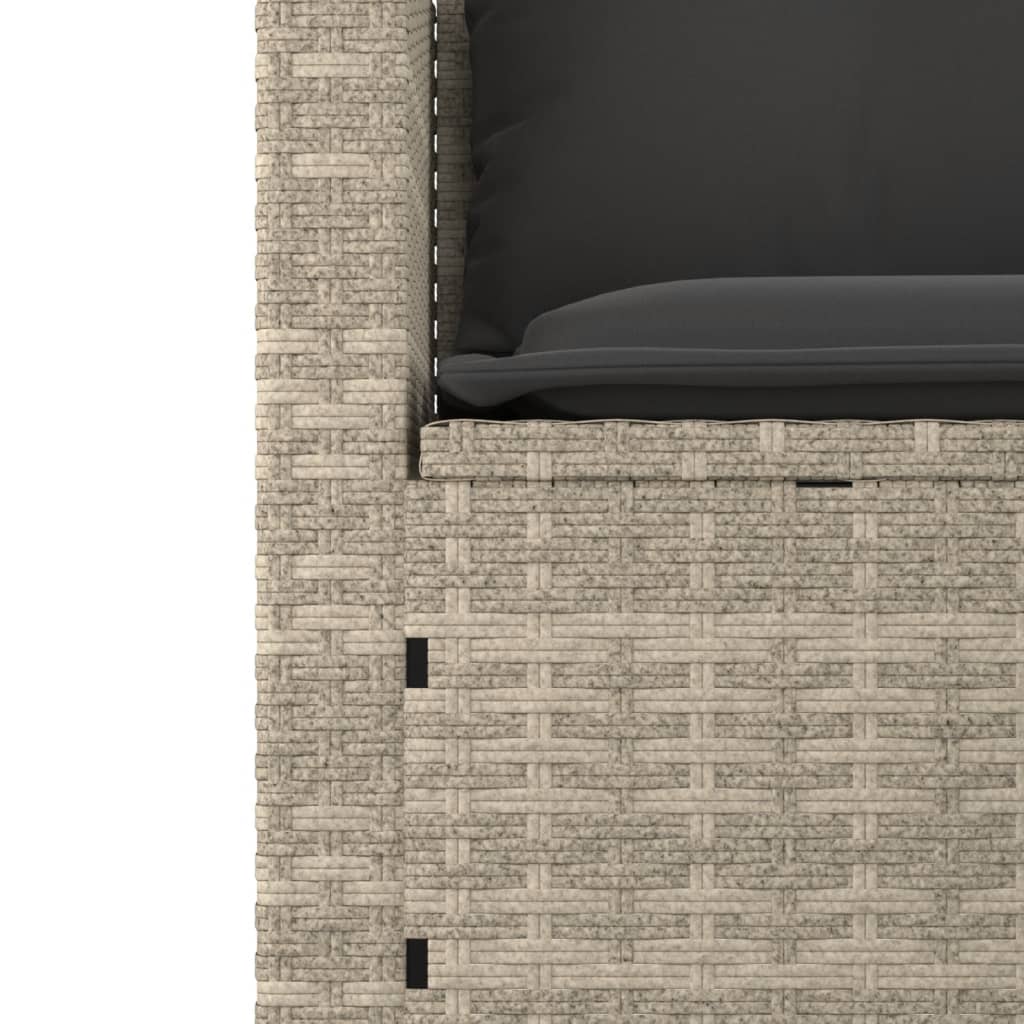 Set Divano da Giardino 3pz con Cuscini Grigio Chiaro Polyrattan | homemem39