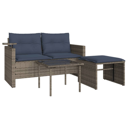 Set Divani da Giardino 3 pz con Cuscini Grigio in Polyrattan