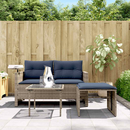 Set Divani da Giardino 3 pz con Cuscini Grigio in Polyrattan