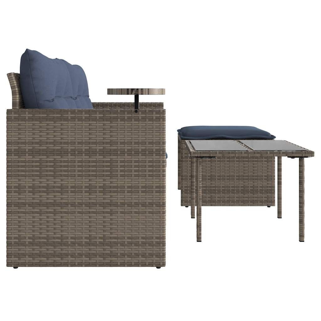 Set Divani da Giardino 3 pz con Cuscini Grigio in Polyrattan | homemem39
