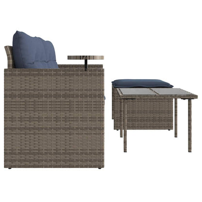 Set Divani da Giardino 3 pz con Cuscini Grigio in Polyrattan