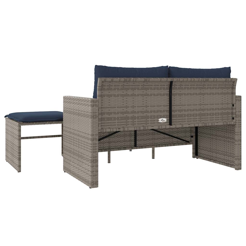Set Divani da Giardino 3 pz con Cuscini Grigio in Polyrattan