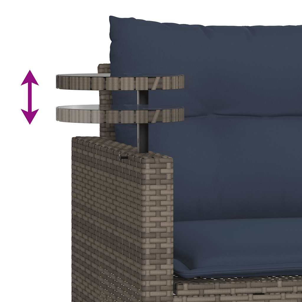 Set Divani da Giardino 3 pz con Cuscini Grigio in Polyrattan