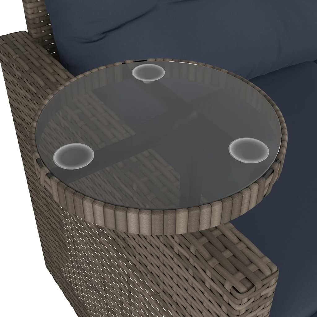 Set Divani da Giardino 3 pz con Cuscini Grigio in Polyrattan | homemem39