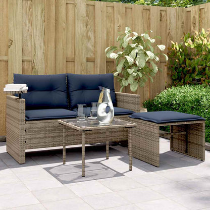 Set Divani da Giardino 3 pz con Cuscini Grigio in Polyrattan