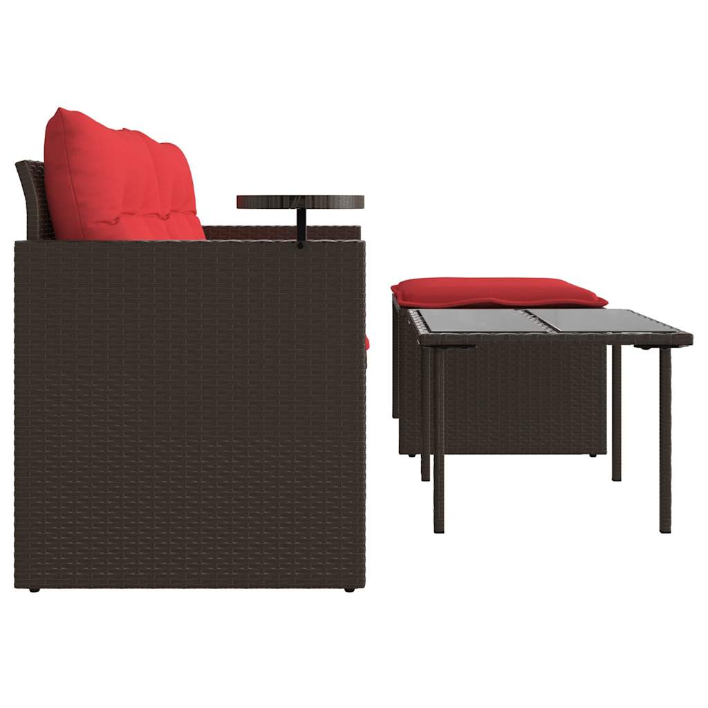 Set Divani da Giardino 3 pz con Cuscini Marrone in Polyrattan | homemem39