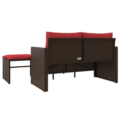 Set Divani da Giardino 3 pz con Cuscini Marrone in Polyrattan
