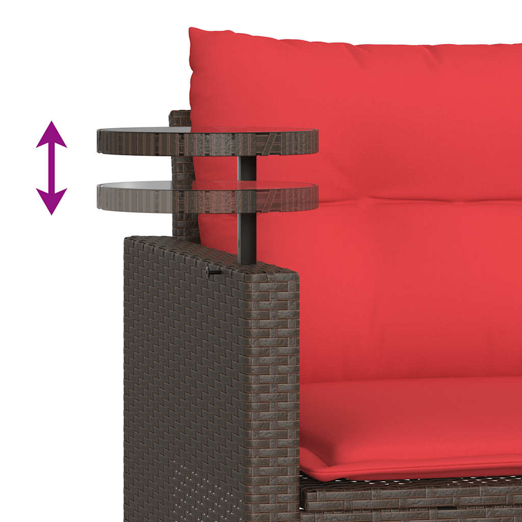 Set Divani da Giardino 3 pz con Cuscini Marrone in Polyrattan