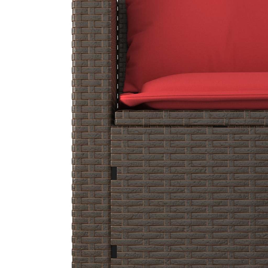 Set Divani da Giardino 3 pz con Cuscini Marrone in Polyrattan