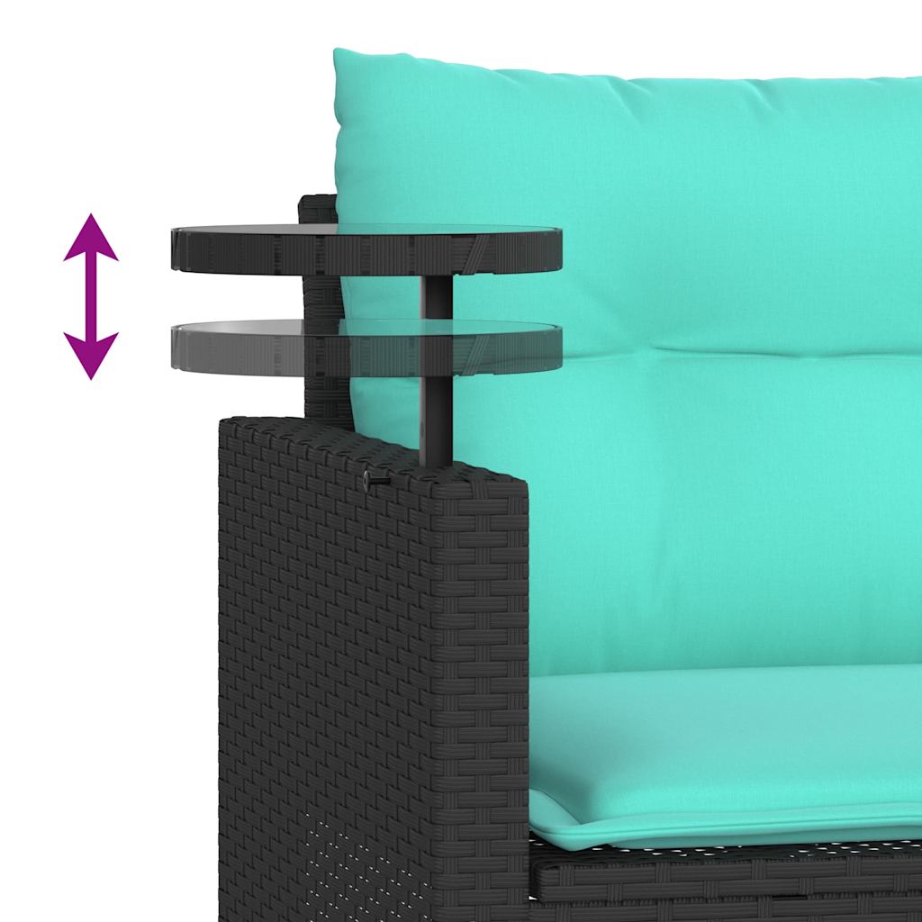 Set Divani da Giardino 3 pz con Cuscini Nero in Polyrattan | homemem39