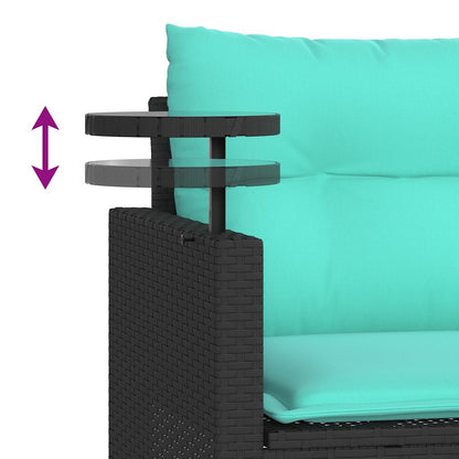 Set Divani da Giardino 3 pz con Cuscini Nero in Polyrattan | homemem39