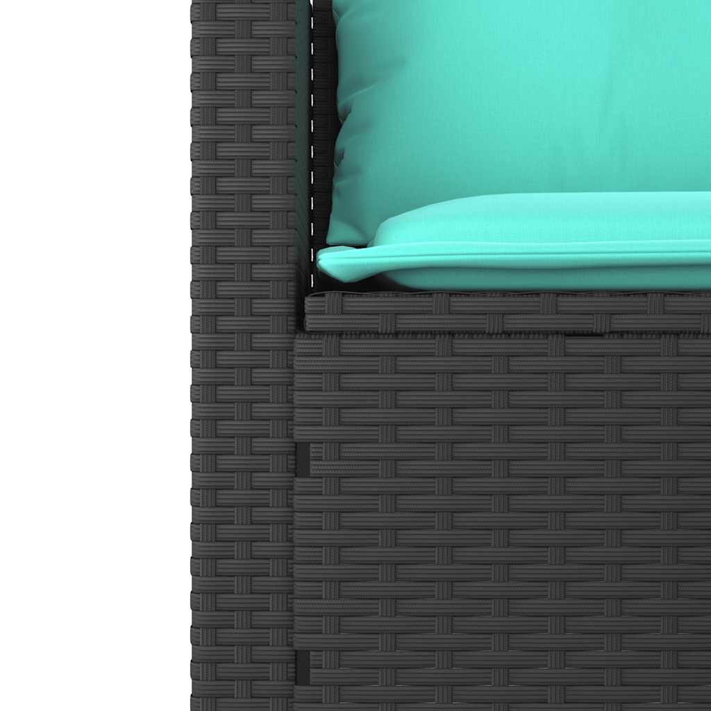 Set Divani da Giardino 3 pz con Cuscini Nero in Polyrattan