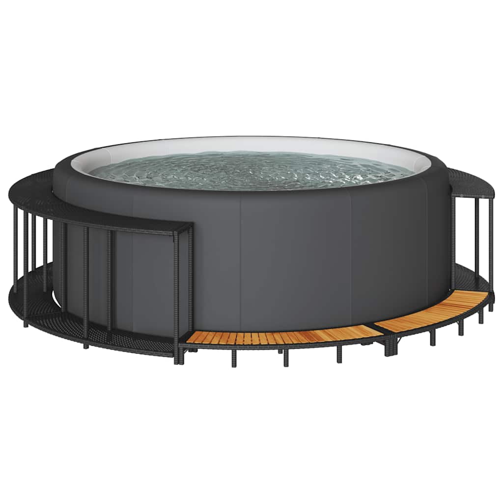 Bordo per Vasca da Spa con Portaoggetti&Gradino Polyrattan Nero | homemem39