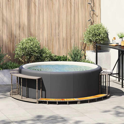 Bordo per Vasca Spa con Portaoggetti&Gradino Polyrattan Grigio | homemem39