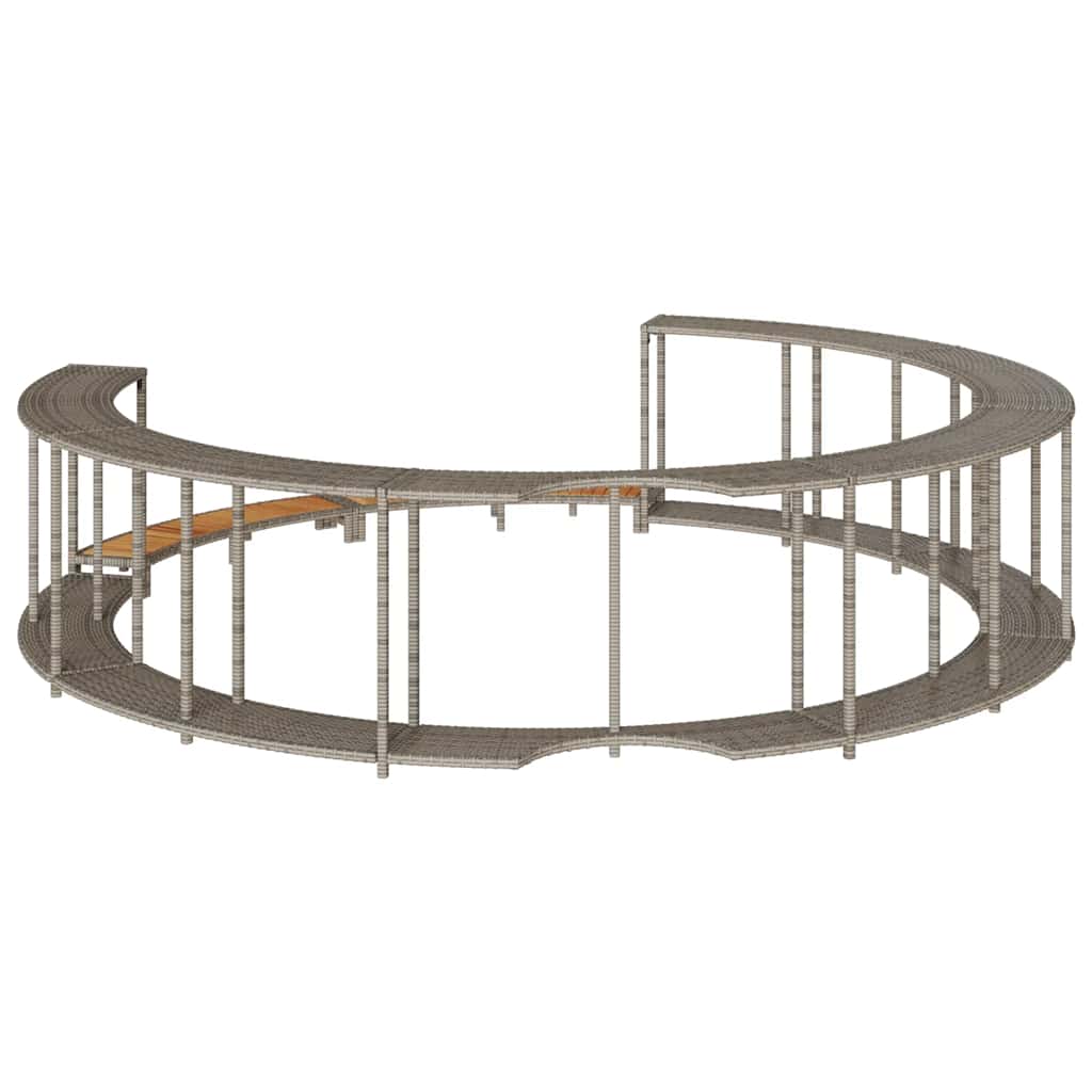 Bordo per Vasca Spa con Portaoggetti&Gradino Polyrattan Grigio - homemem39