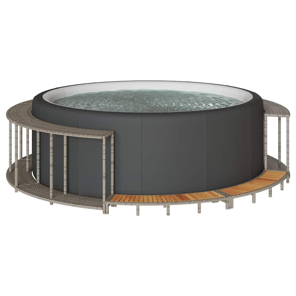 Bordo per Vasca Spa con Portaoggetti&Gradino Polyrattan Grigio | homemem39
