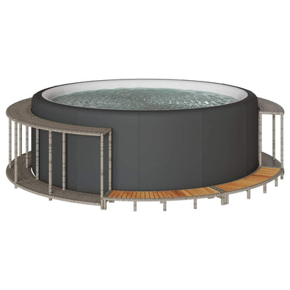 Bordo per Vasca Spa con Portaoggetti&Gradino Polyrattan Grigio | homemem39