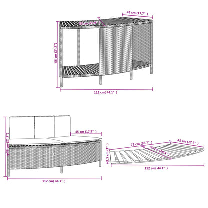 Bordo per Spa Nero in Polyrattan e Legno Massello di Acacia