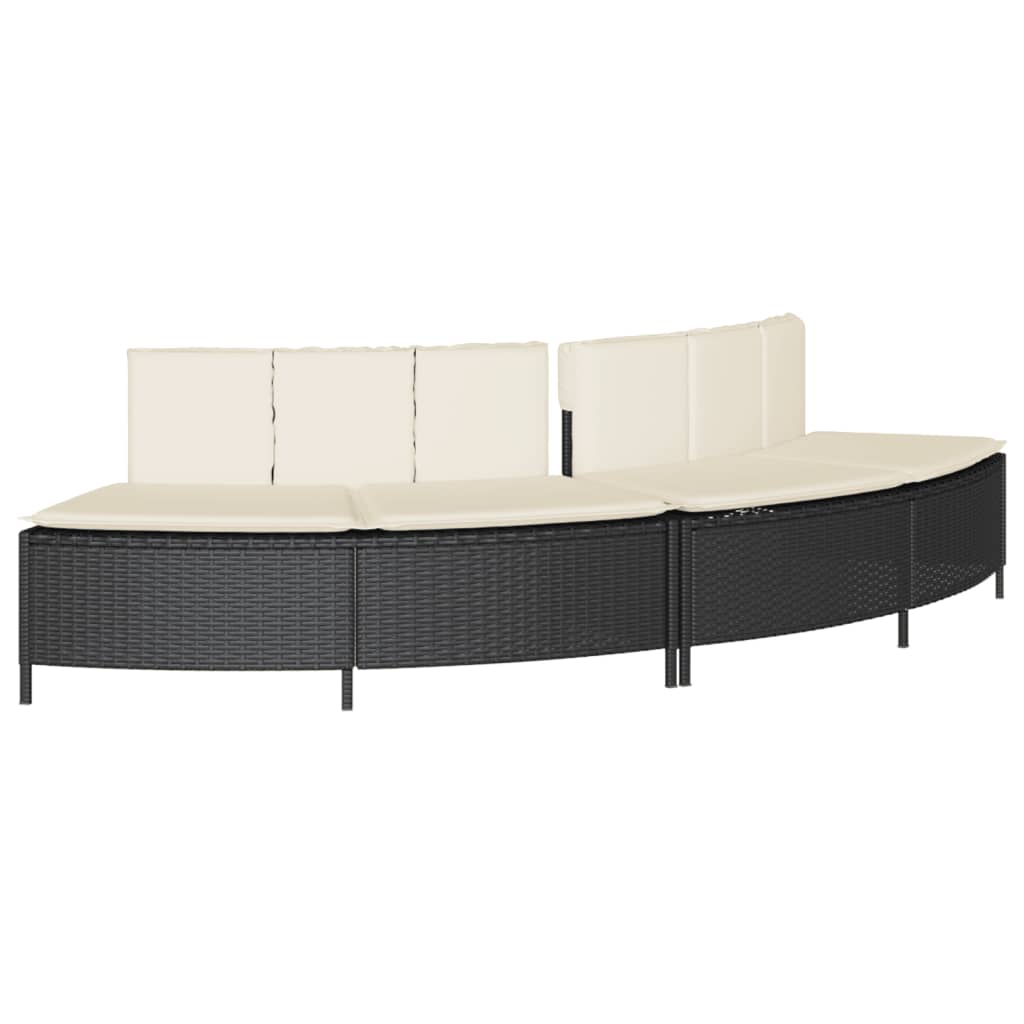 Panche Vasca Idromassaggio con Cuscini 2pz in Polyrattan Nero