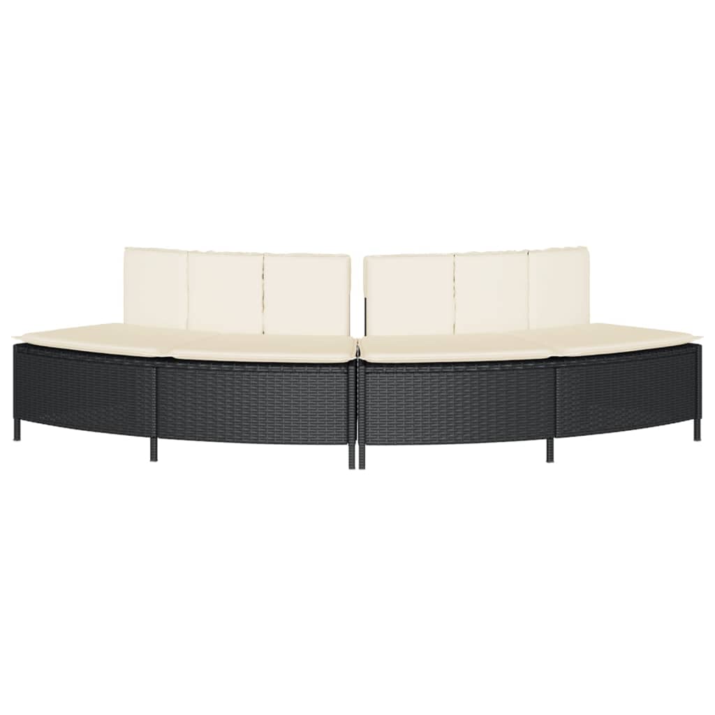 Panche Vasca Idromassaggio con Cuscini 2pz in Polyrattan Nero