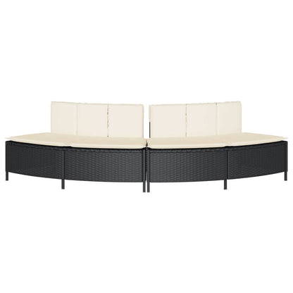 Panche Vasca Idromassaggio con Cuscini 2pz in Polyrattan Nero