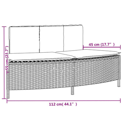 Panche Vasca Idromassaggio con Cuscini 2pz in Polyrattan Nero