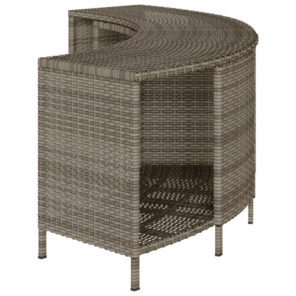 Scaffali Portaoggetti Vasca Idromassaggio 2pz Polyrattan Grigio