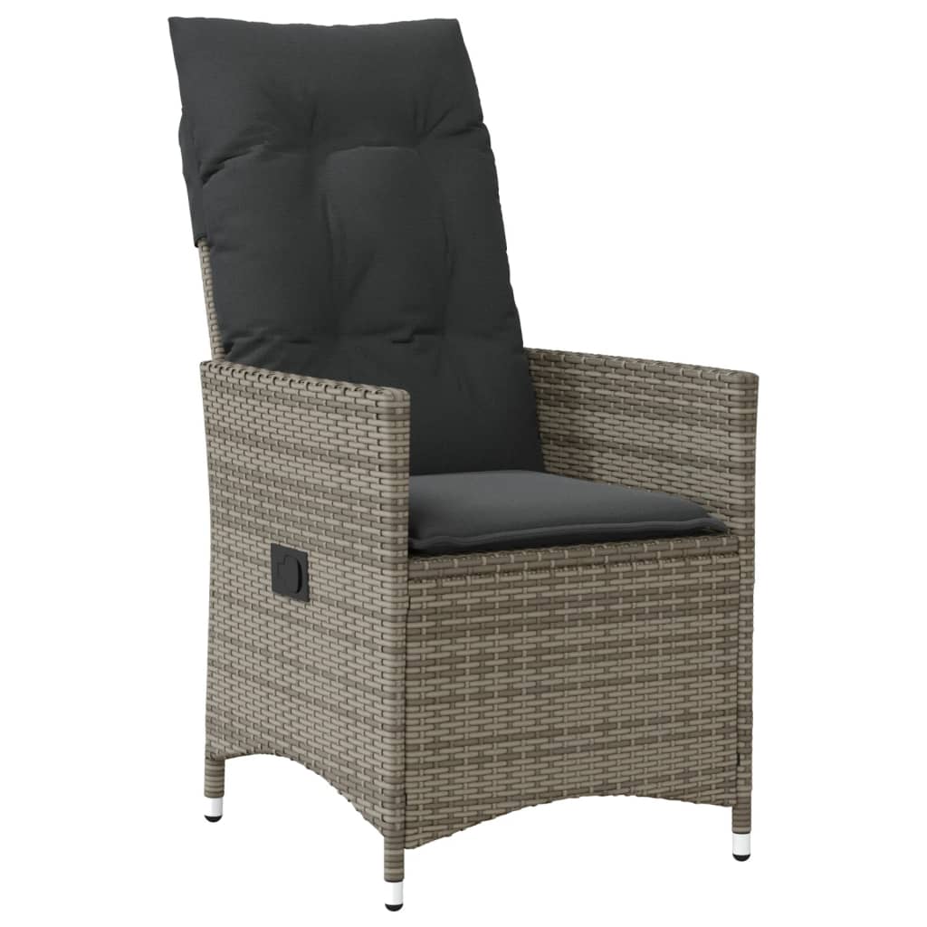 Sedia Reclinabile da Giardino con Cuscini Grigia in Polyrattan | homemem39